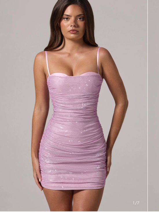 Oh Polly Dresses & Skirts - Oh Polly Pink Sequin Ruched Mini Dress
